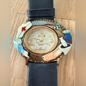 Vintage Jennie B nurse theme watch NEW BATTERY
